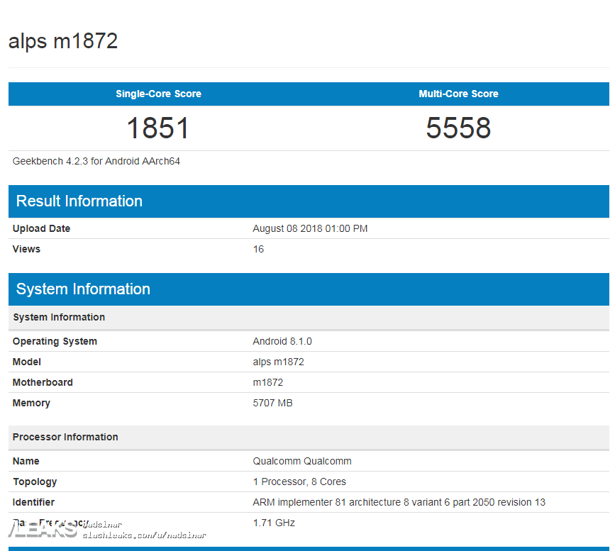 Meizu 16X Geekbench