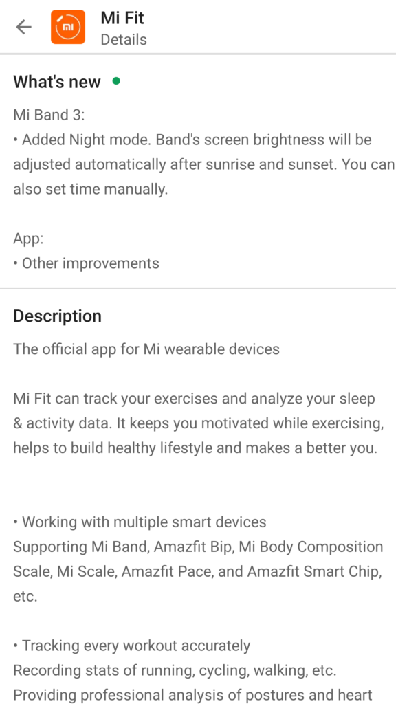 Mi Band 3 Night Mode update