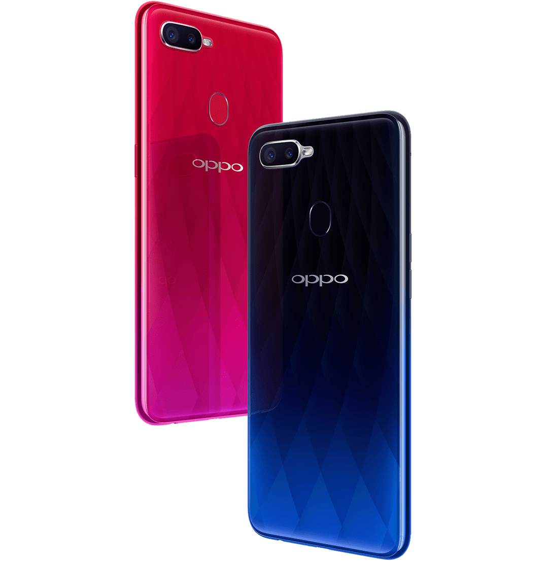 OPPO F9 Sunrise Red, Twilight BLue