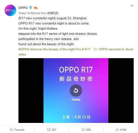 OPPO R17 Shanghai Launch Event August 23