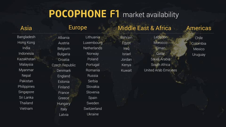 POCOPHONE F1 countries