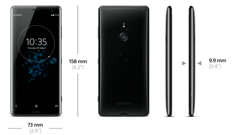 Sony Xperia XZ3 dimensions