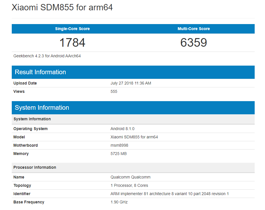 Xiaomi Snapdragon 855