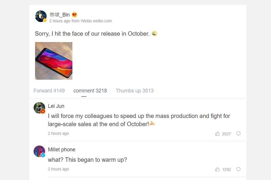 Xiaomi’s President gives us the first look at Xiaomi Mi Mix 3