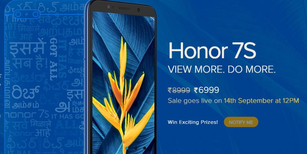 honor 7s flash sale india