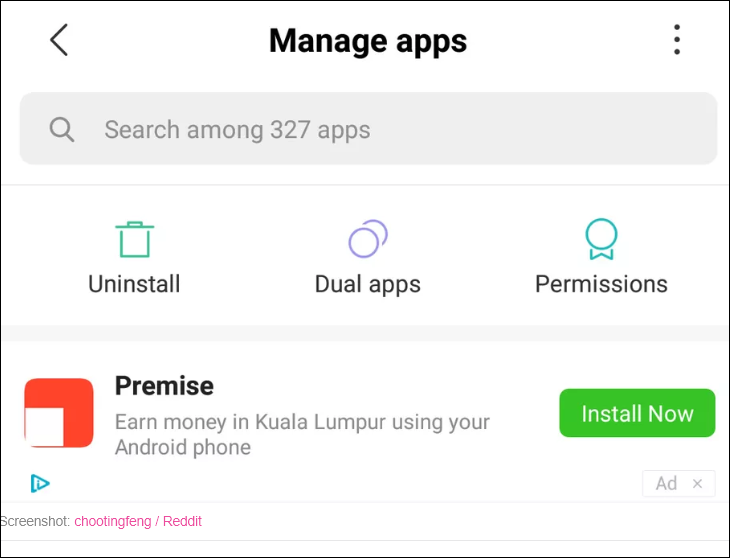 Одно из рекламных мест, которые вы увидите на MIUI