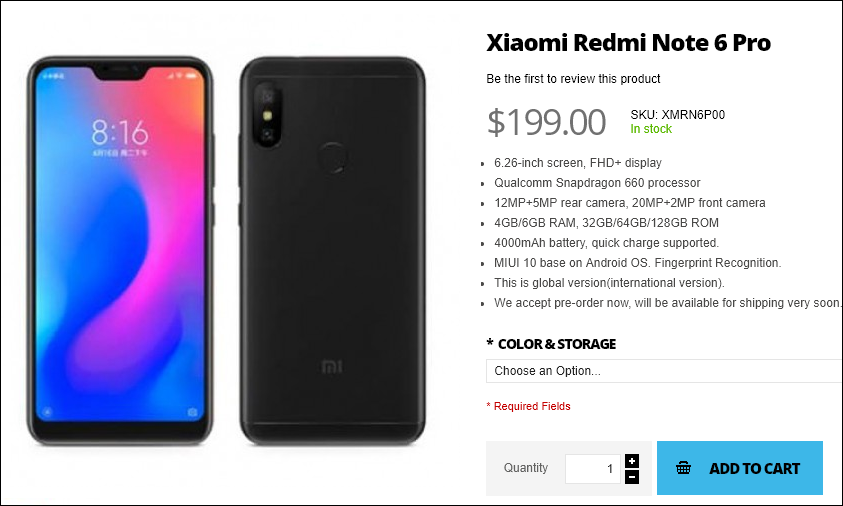 Xiaomi Redmi Note 6 Pro Is Now Up For Pre Order On Giztop Gizmochina