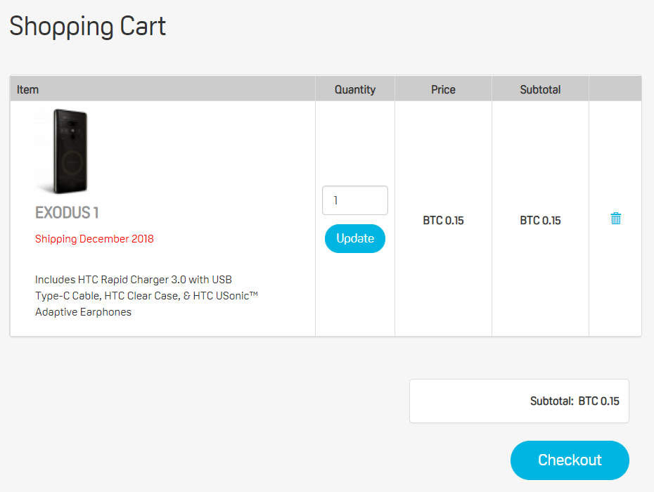 HTC Exodus 1 Checkout