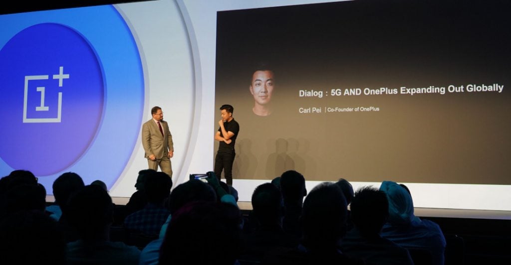 Carl Pie announcing OnePlus 5G smartphone