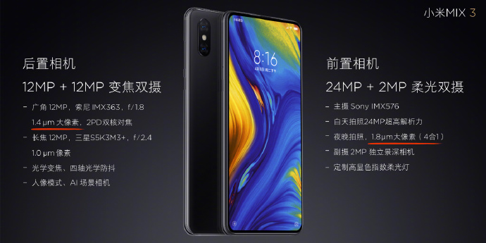 Xaomi Mi MIX 3 Cameras