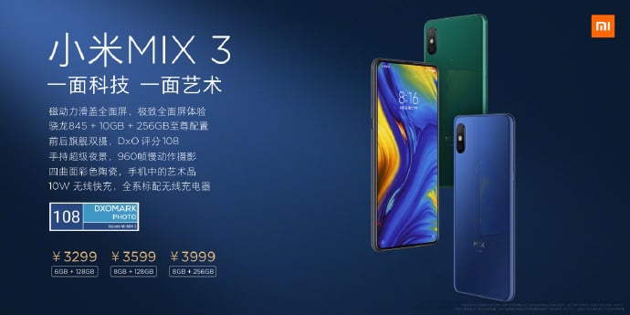 Xiaomi MI MIX 3 Pricing