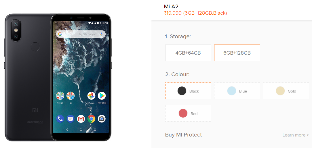 Xiaomi Mi A2 6 GB RAM, 128 GB storage variant