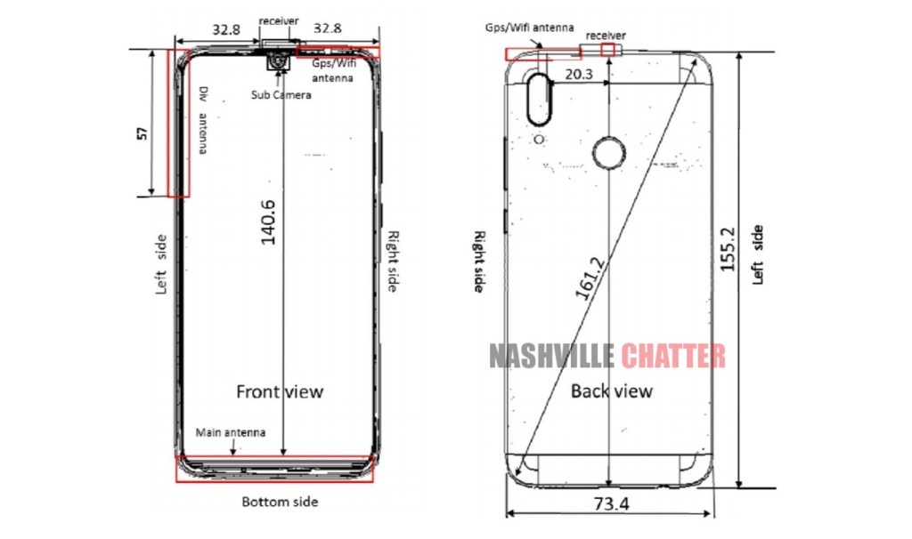 Huawei P Smart 2019 FCC sketch