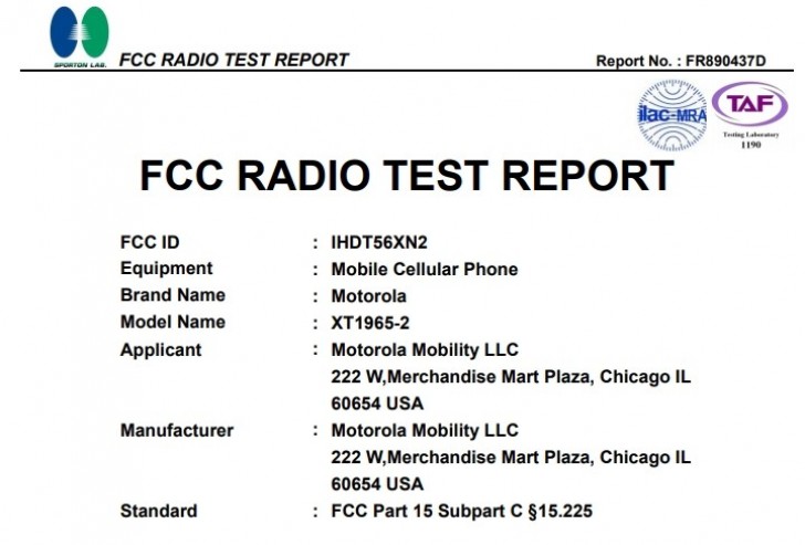 Moto G7 FCC