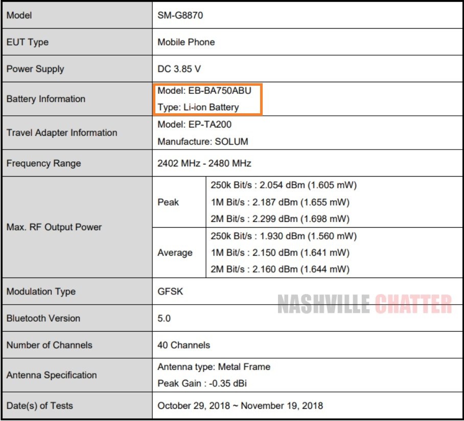 SM-G8870 FCC