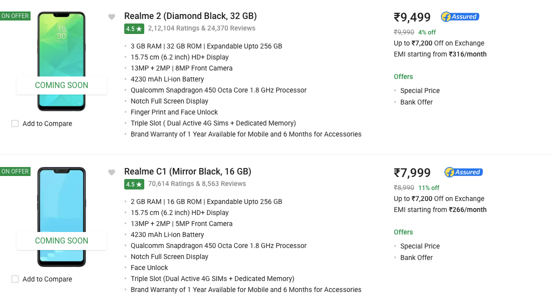 Realme C1, Realme 2 Price Hike India