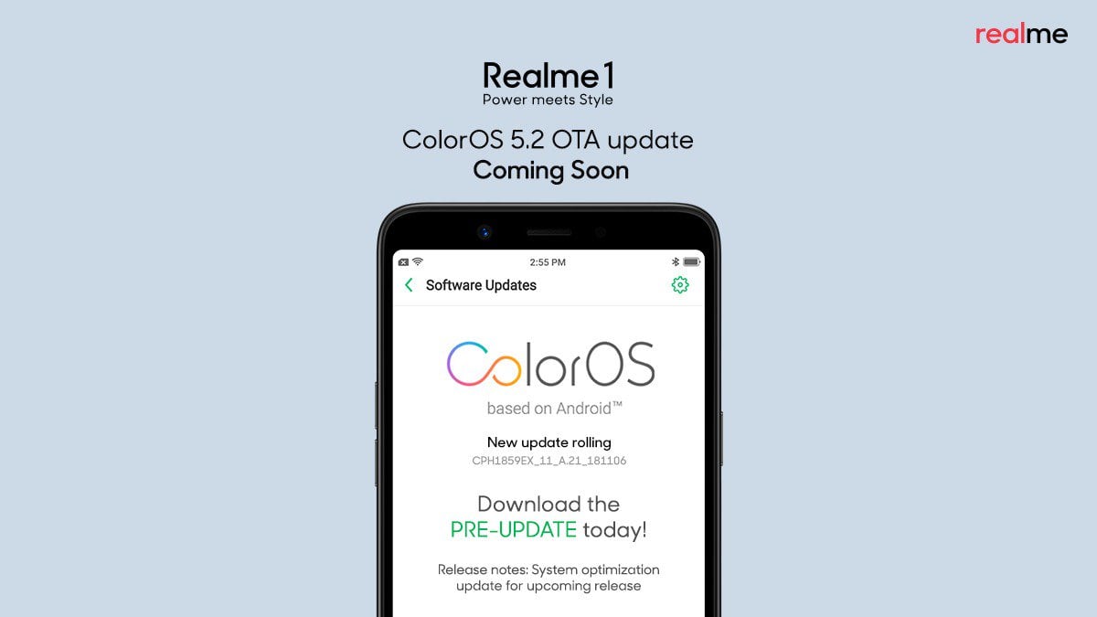 Realme 1 ColorOS 5.2 Update