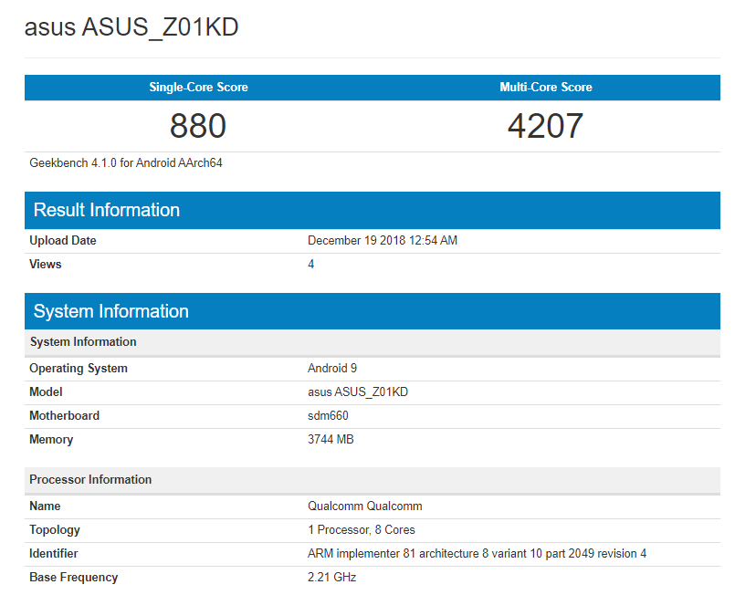 ASUS Zenfone 4 Android Pie