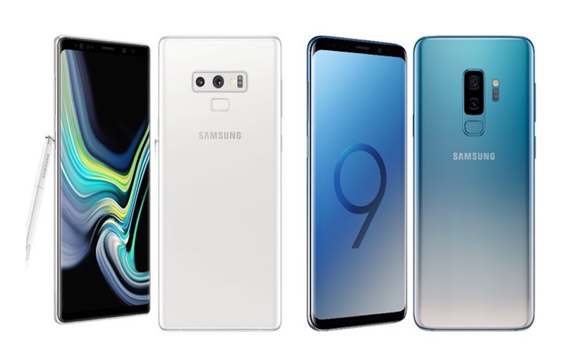 Samsung Galaxy Note 9 Alpine White and Galaxy S9+ Dual