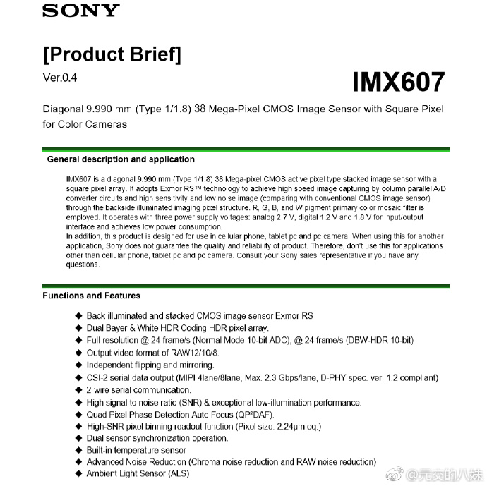 Sony IMX607 Document