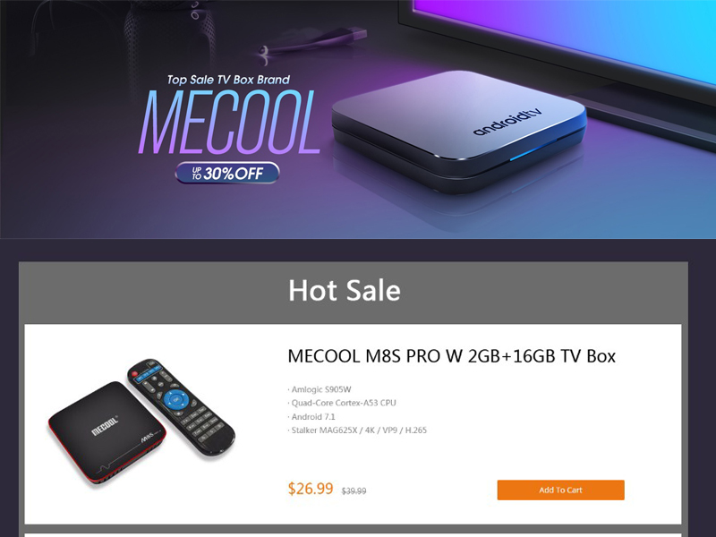 Banggood Top Sale TV Box Brand Mecool