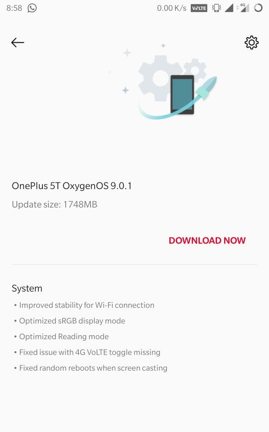 OnePlus 5T OxygenOS 9.0.1 update