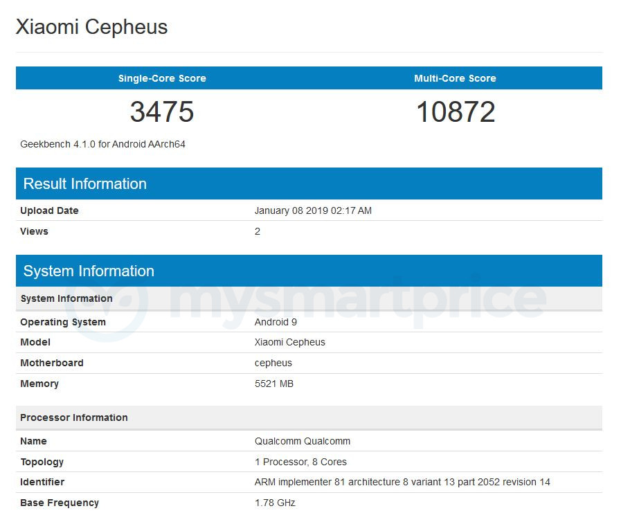 Xiaomi Cepheus Geekbench