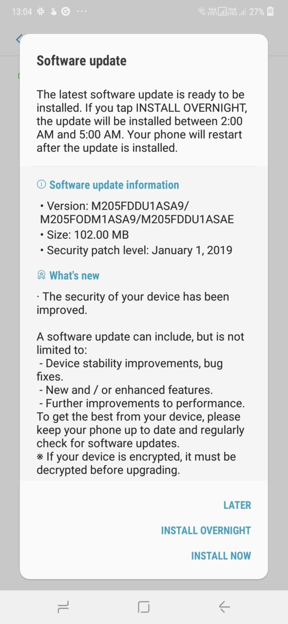 Samsung Galaxy M20 Update