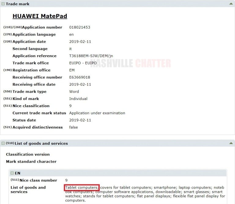 Huawei-MatePad trademark