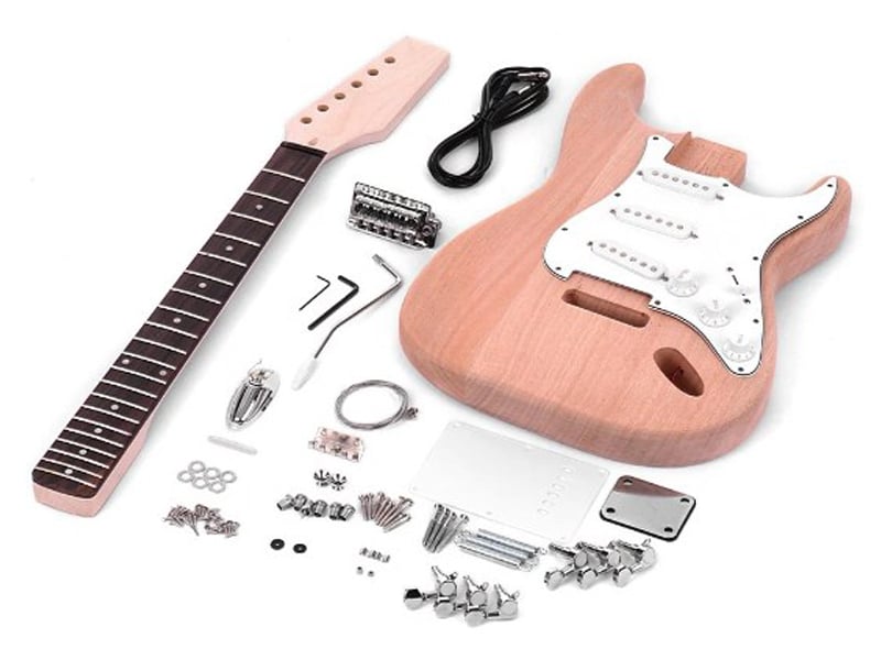 Prewired Pickguard and Pickups Pyle Pro Hand Crafted Unfinished Wood Right Handed Strat Electric Guitar Build It Yourself Complete DIY Music Instrument Building Kit with All Guitar Parts 2 Pack 