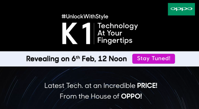OPPO K1 February 6 India launch