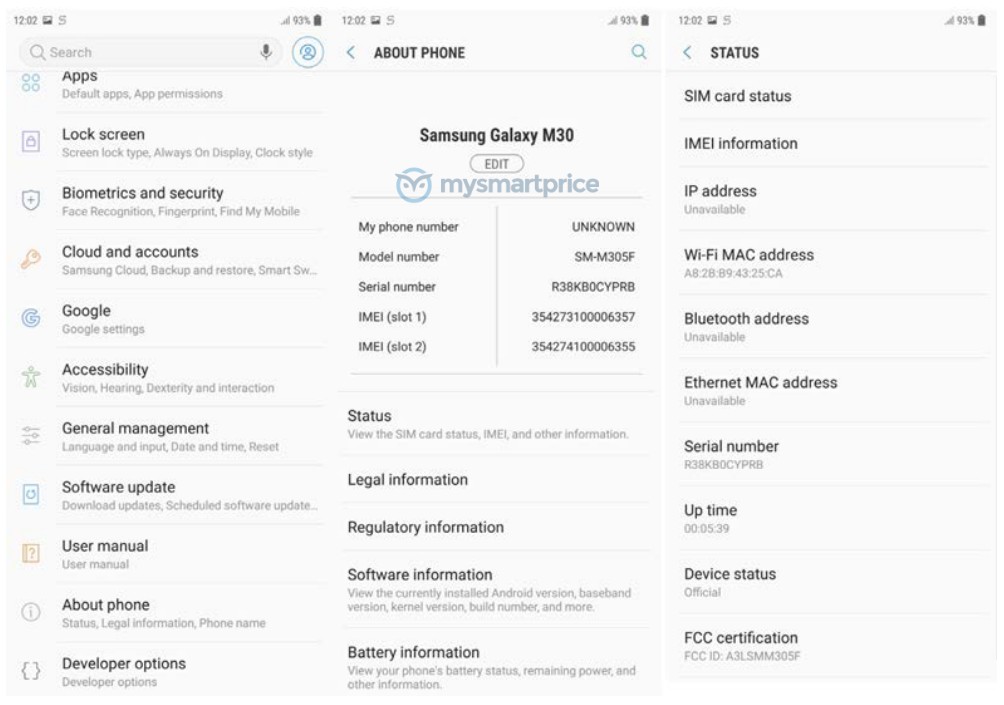 Samsung Galaxy M30 FCC