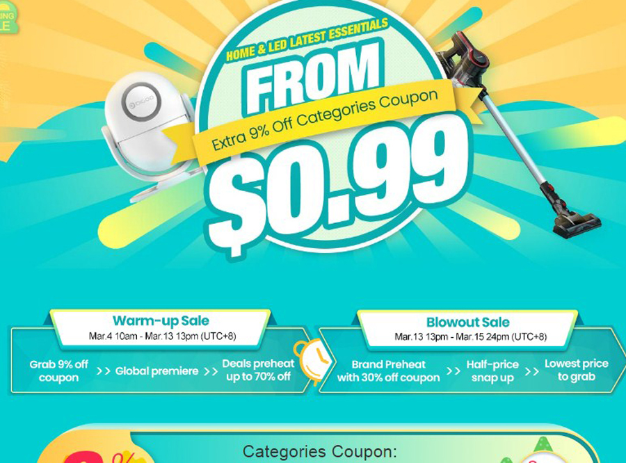 Banggood Spring Sale-Home & LED Latest Essentials From $0.99