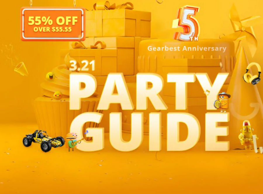 Gearbest Marks 5th Anniversary By Offering 55% Off Over $55.55 And Lots More Gearbest 5th Anniversary Party Guide