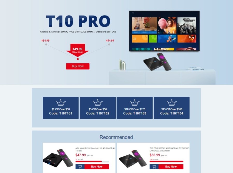 GeekBuying T10 PRO S905X2 4K TV Box Sale