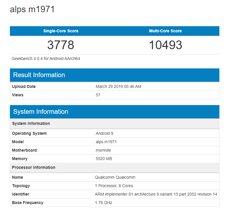 Meizu 16s Geekbench
