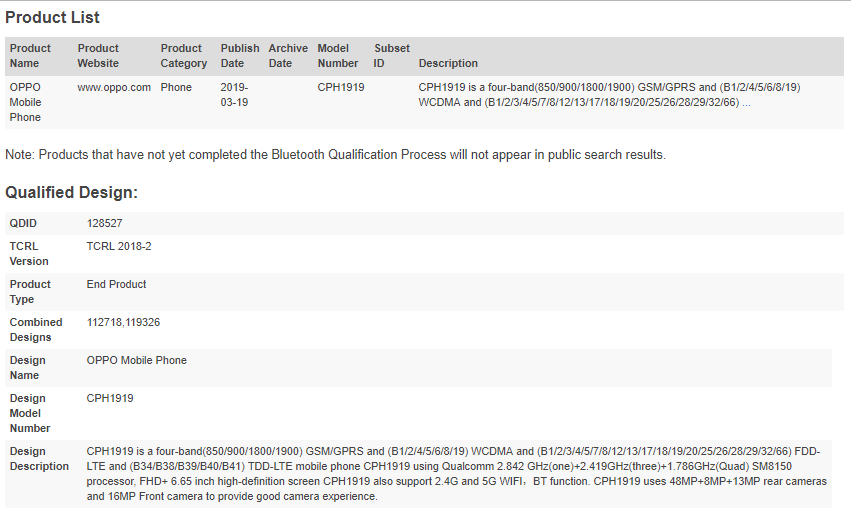 Oppo Reno 5g Edition Seemingly Spotted With Key Specs On Bluetooth Certification Site Gizmochina