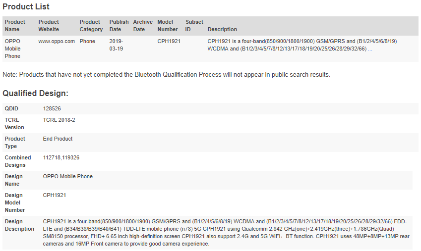 OPPO CPH1921 Bluetooth