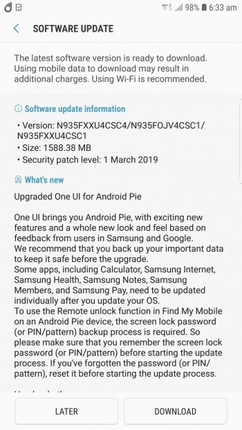 galaxy note fe