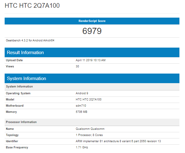 HTC 2Q7A100 Geekbench