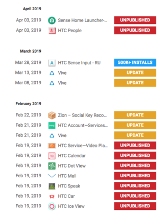 HTC unpublished apps
