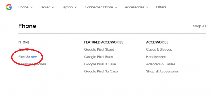 Pixel 3a Google Store