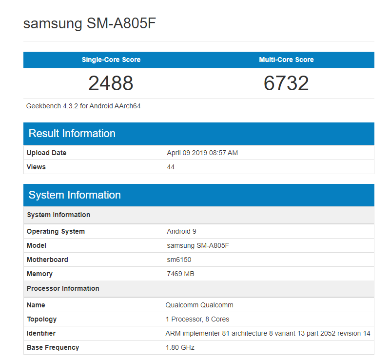 samsung galaxy a80 powered by snapdragon 675 lands on geekbench gizmochina samsung galaxy a80 powered by snapdragon 675 lands on geekbench gizmochina