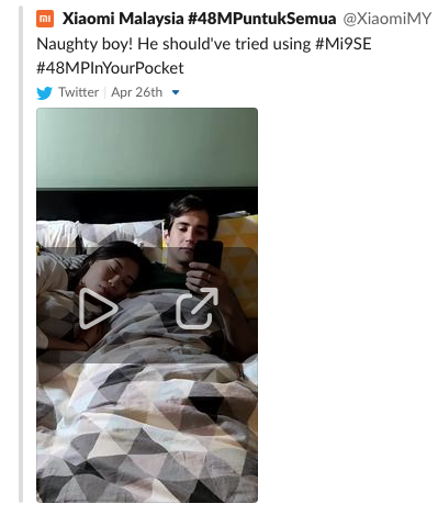 Xiaomi Mi 9 SE Ad Tweet