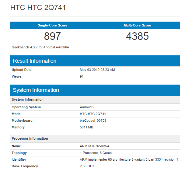 HTC 2Q741 Geekbench