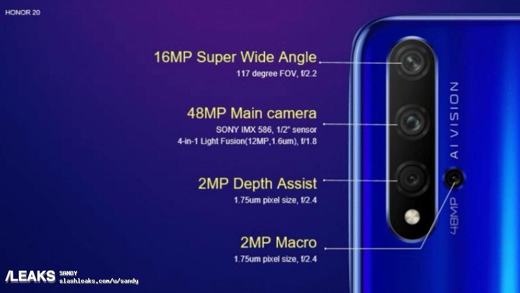 Honor 20 camera specs