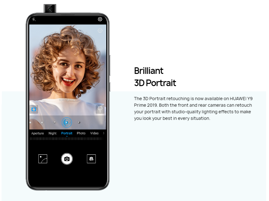 Huawei Y9 Prime 2019 3D portrait