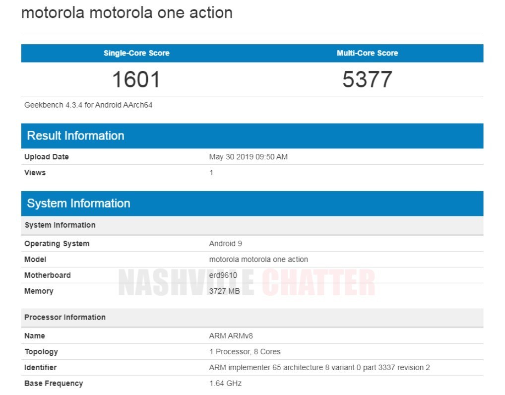Motorola One Action Geekbench