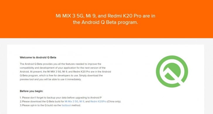 Redmi K20 Pro Android Q beta
