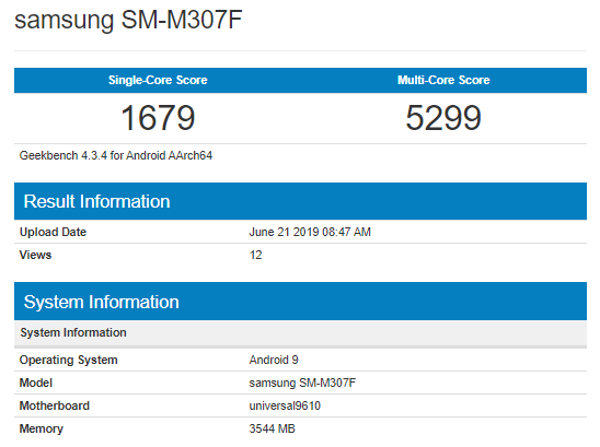 Galaxy M30s Geekbench